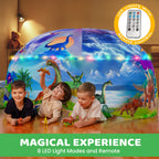 W&O Dino Aerodome with LED Lights – Inflatable Jurassic Fort for Kids 3–12