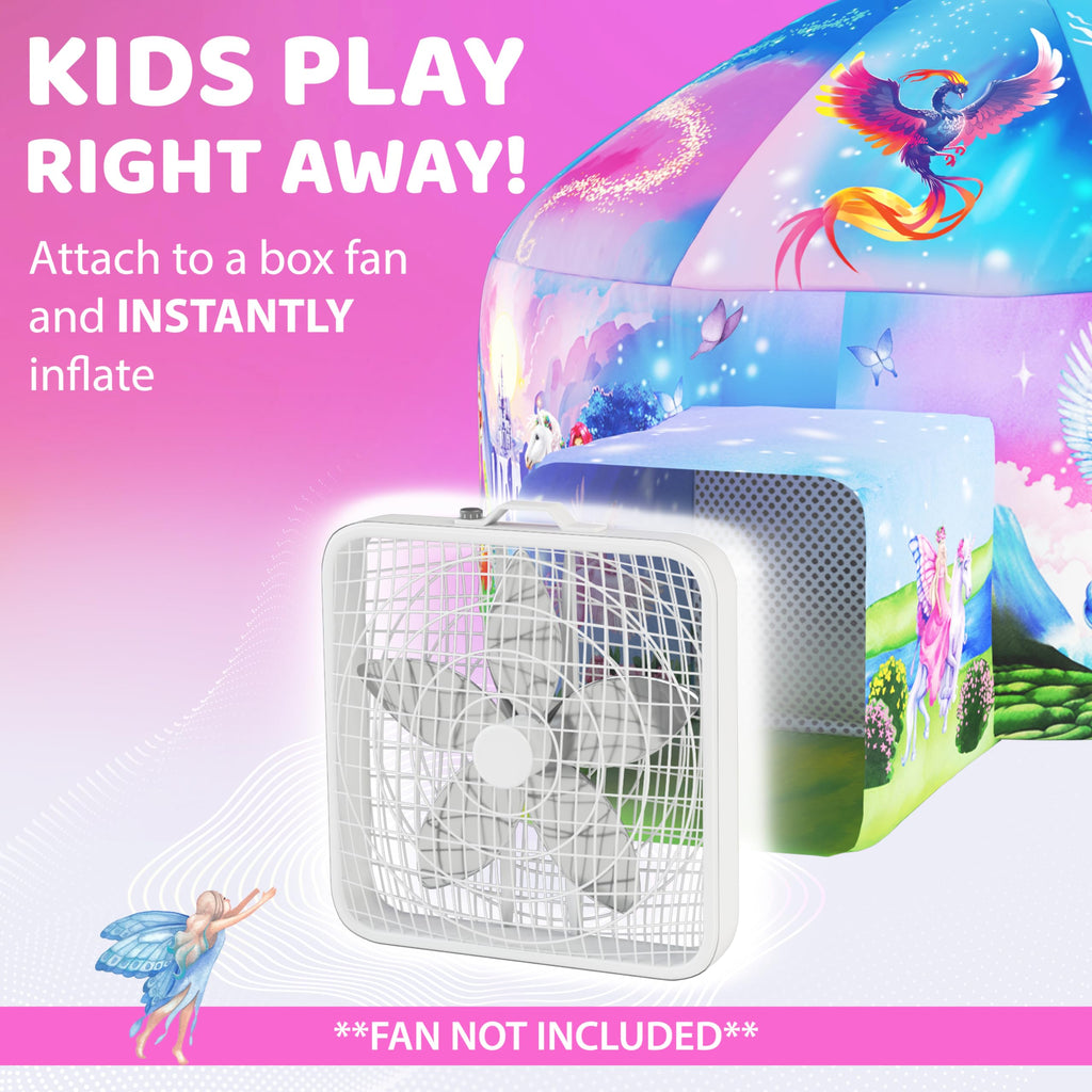 W&O Enchanted Aerodome with LED Lights – Inflatable Princess Castle for Kids Aged 3-12