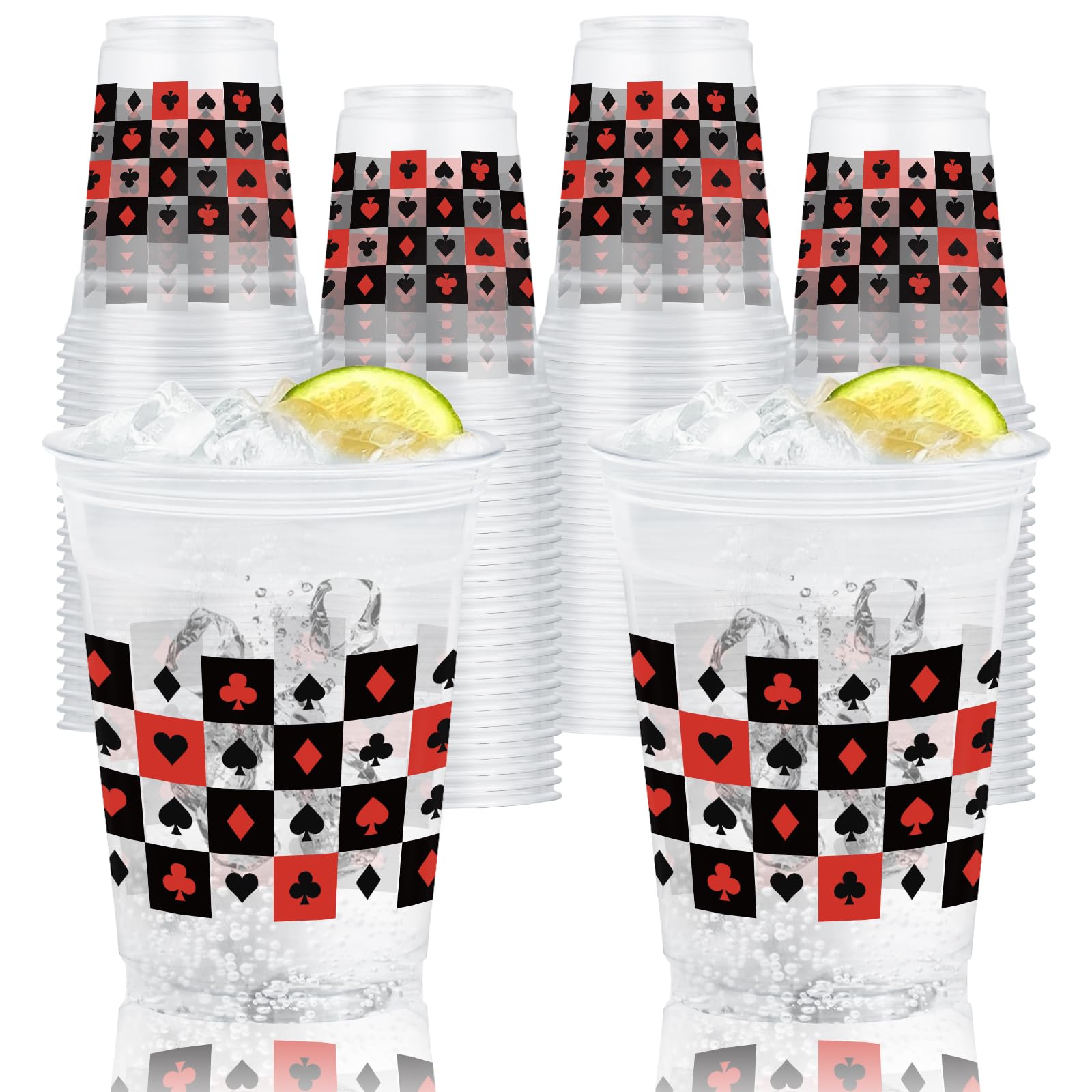 Wobeny 50-Pack 12 oz Casino Party Cups – Disposable Playing Card Design