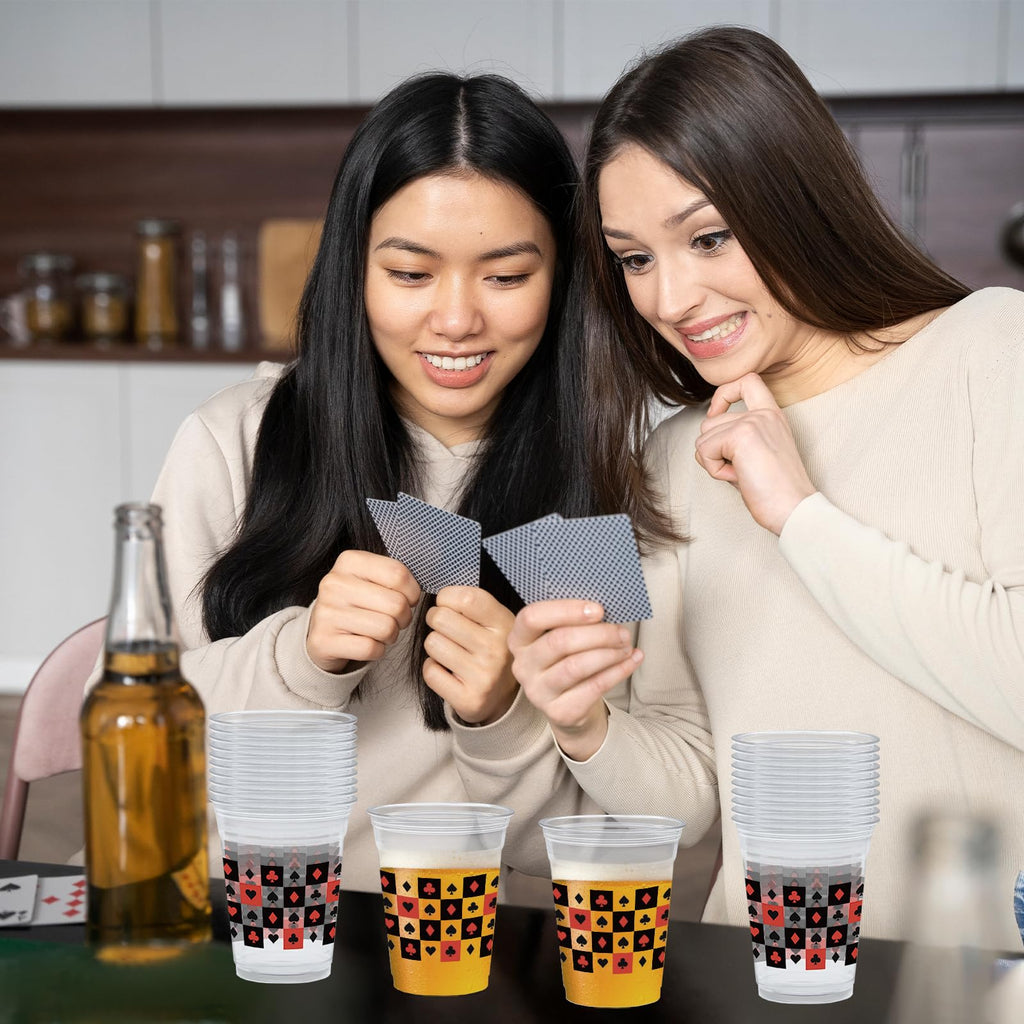 Wobeny 50-Pack 12 oz Casino Party Cups – Disposable Playing Card Design