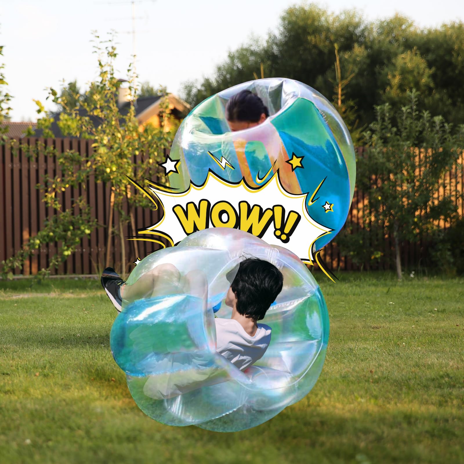 Wodesid Inflatable Bumper Balls for Adults – 4ft Blue & White, Ultra-Thick 0.3mm PVC