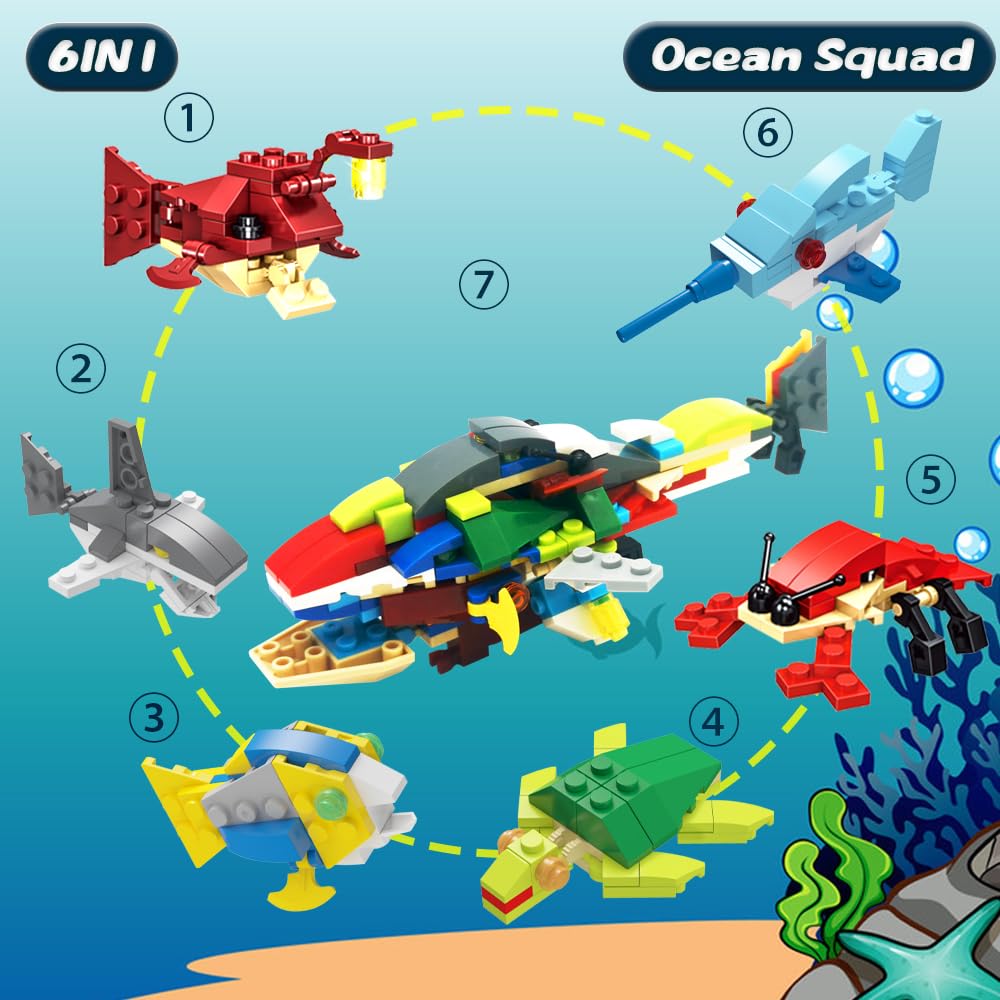 WODMAZ 24-Pack Sea Animal Building Blocks – Easter Toys & Party Favors