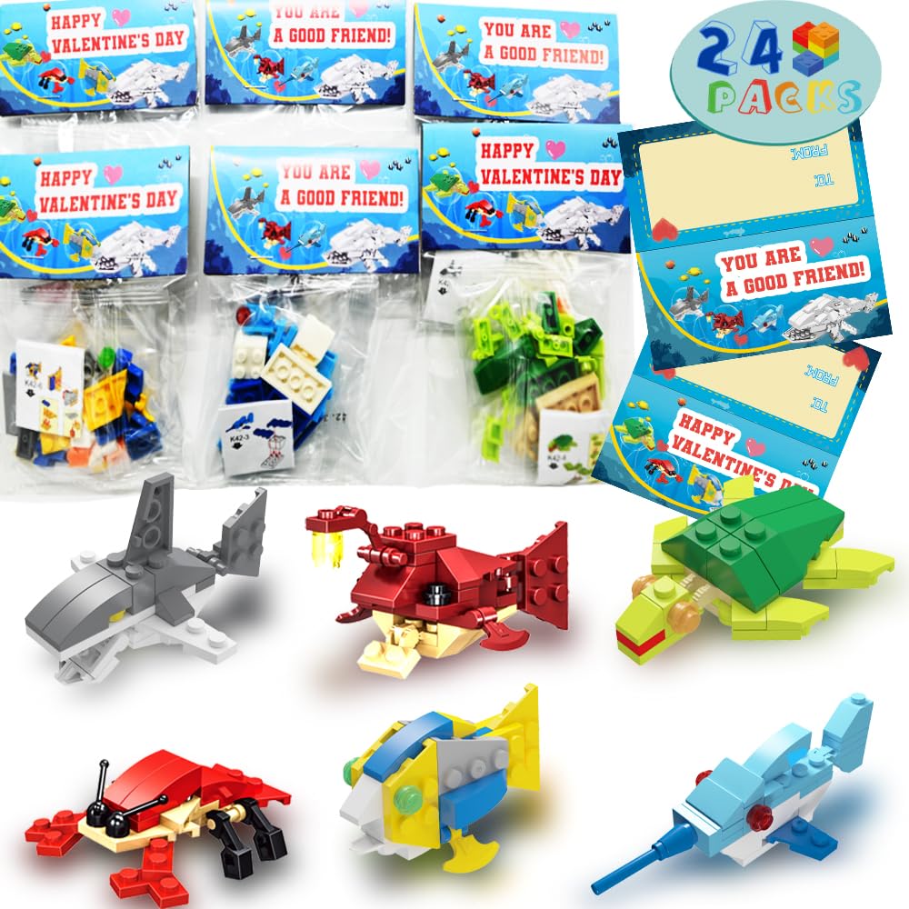 WODMAZ 24-Pack Sea Animal Building Blocks – Easter Toys & Party Favors