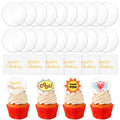 Wolpark 20 Pack 2-Inch Round Clear Acrylic Cupcake Toppers – DIY Personalize for Birthday & Party Decor