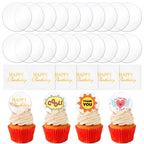 Wolpark 20 Pack 2-Inch Round Clear Acrylic Cupcake Toppers – DIY Personalize for Birthday & Party Decor