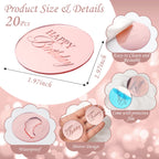 Wolpark 20pcs Pink Mirror Cupcake Toppers – Reusable Acrylic Cake Picks for Birthday Party Decor