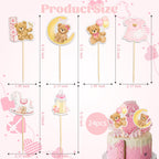 Wolpark 24-Piece Pink Bear Cupcake Toppers – Teddy Bear Party & Gender Reveal Decorations