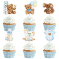 Wolpark 24 Pcs Blue Bear Cupcake Toppers for Teddy Bear Party Decor