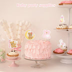 Wolpark 24-Piece Pink Bear Cupcake Toppers – Teddy Bear Party & Gender Reveal Decorations