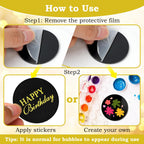 Wolpark 20 Pcs 2-Inch Black Round Blank Acrylic Cupcake Toppers with Stickers – DIY Circle Cake Decor for Parties
