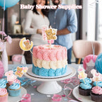 Wolpark 24-Piece Pink Bear Cupcake Toppers – Teddy Bear Party & Gender Reveal Decorations