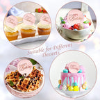 Wolpark 20pcs Pink Mirror Cupcake Toppers – Reusable Acrylic Cake Picks for Birthday Party Decor