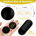 Wolpark 20 Pcs 2-Inch Black Round Blank Acrylic Cupcake Toppers with Stickers – DIY Circle Cake Decor for Parties