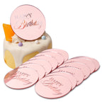 Wolpark 20pcs Pink Mirror Cupcake Toppers – Reusable Acrylic Cake Picks for Birthday Party Decor