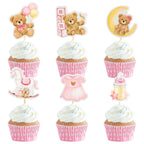 Wolpark 24-Piece Pink Bear Cupcake Toppers – Teddy Bear Party & Gender Reveal Decorations