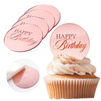 Wolpark 20pcs Pink Mirror Cupcake Toppers – Reusable Acrylic Cake Picks for Birthday Party Decor