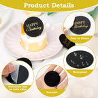 Wolpark 20 Pcs 2-Inch Black Round Blank Acrylic Cupcake Toppers with Stickers – DIY Circle Cake Decor for Parties
