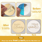 Wolpark 20pcs Gold Mirror Acrylic Cupcake Toppers | Happy Birthday Round Cake Picks, Reusable & Elegant