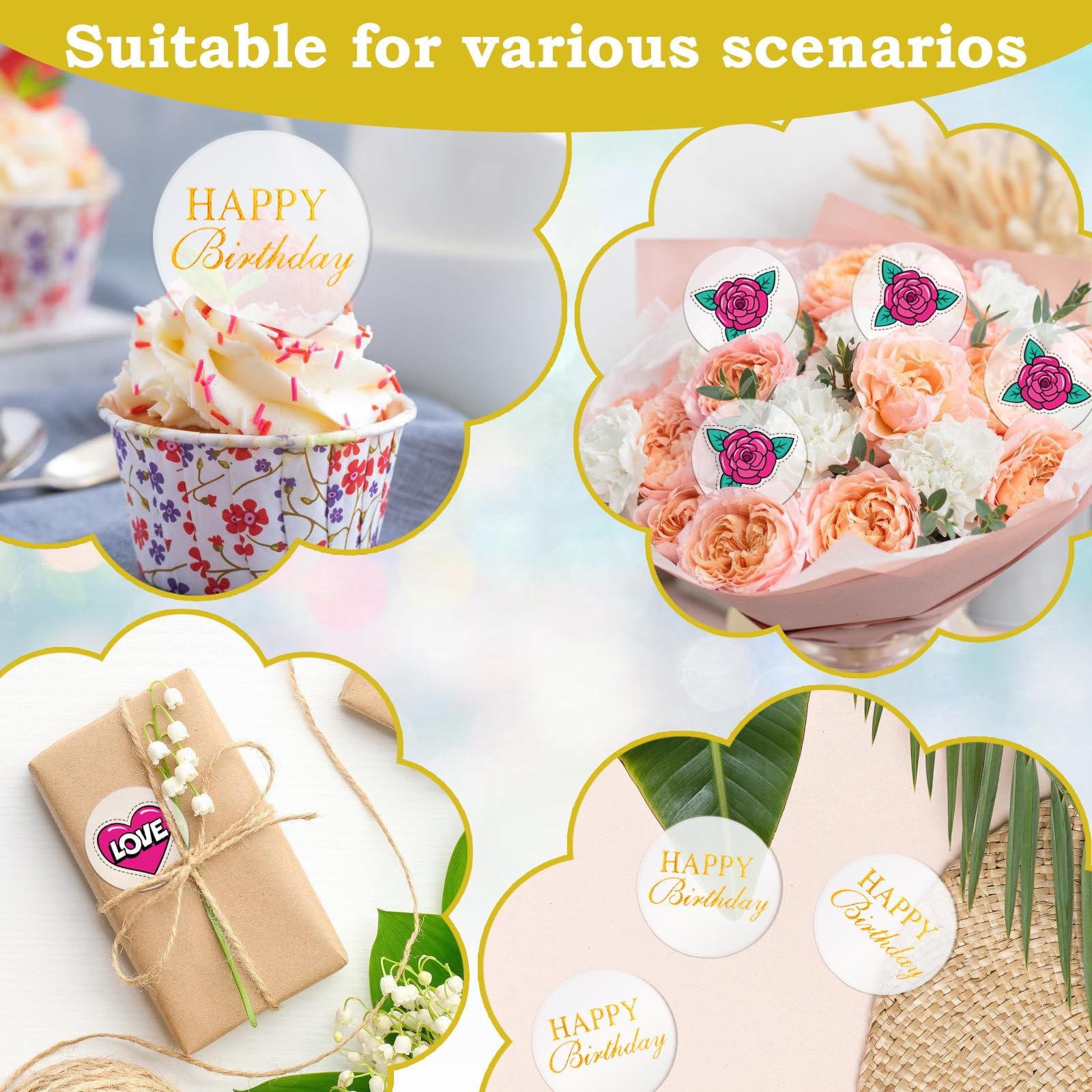 Wolpark 20 Pack 2-Inch Round Clear Acrylic Cupcake Toppers – DIY Personalize for Birthday & Party Decor
