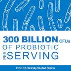300 Billion CFU Probiotic with 12 Strains & 3 Organic Prebiotics – Daily Digestive & Immune Support, Vegan, Shelf-Stable, 120 Count