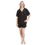 Daisy Dreamer Women's Black Short Pyjama Set Super Soft Sleepwear with Button Up Top