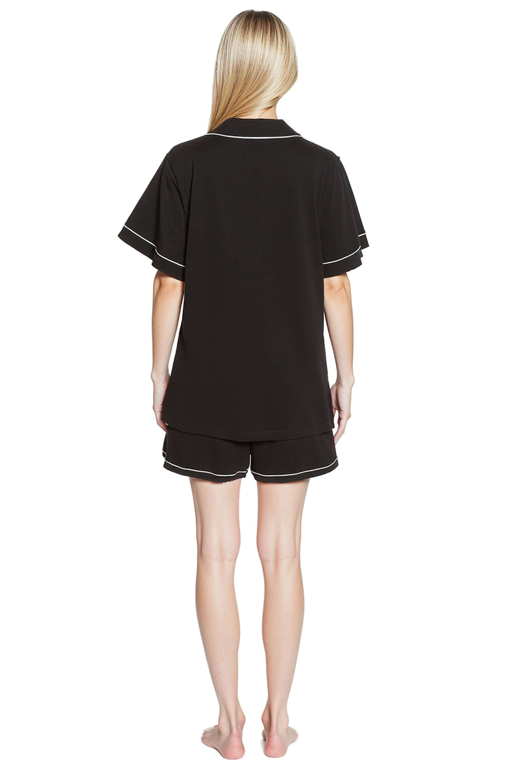 Daisy Dreamer Women's Black Short Pyjama Set Super Soft Sleepwear with Button Up Top