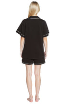 Daisy Dreamer Women's Black Short Pyjama Set Super Soft Sleepwear with Button Up Top