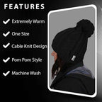 Sock Stack Women's Chunky Cable Knit Beanie Hat With 3M Thinsulate Insulation Reinforced Heel and Toe Comfort