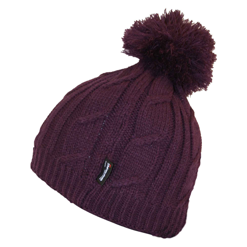 Sock Stack Women's Chunky Cable Knit Beanie Hat With 3M Thinsulate Insulation Reinforced Heel and Toe Comfort