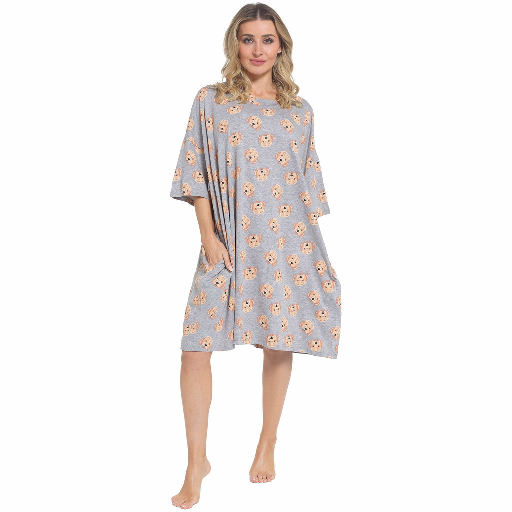 Daisy Dreamer Cockapoo Baggy Nightdress 100% Cotton Short Sleeve Oversized Nightshirt
