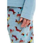 Daisy Dreamer Womens Dachshund Polar Fleece Pyjama Set With Hood Embroidered Detailing