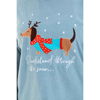 Daisy Dreamer Womens Dachshund Polar Fleece Pyjama Set With Hood Embroidered Detailing