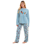 Daisy Dreamer Womens Dachshund Polar Fleece Pyjama Set With Hood Embroidered Detailing