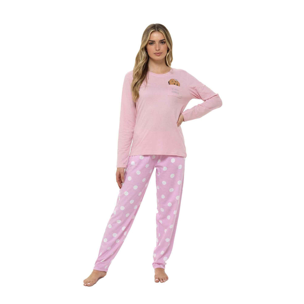 Daisy Dreamer Women's Cotton Pyjama Set With Elasticated Patterned Bottoms Super Soft Cosy Sleepwear