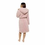Daisy Dreamer Womens Dusky Pink Teddy Fleece Hooded Robe Bathrobe Ultra Soft Cosy Winter