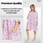 Daisy Dreamer Women Giraffe Print Nighty Dress Baggy Oversized 100% Cotton Short Sleeved