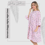 Daisy Dreamer Women Giraffe Print Nighty Dress Baggy Oversized 100% Cotton Short Sleeved