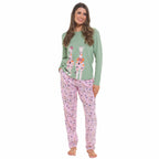 OLIVIA ROCCO Women's Giraffe Print Cotton Jersey Long Sleeve Pyjama Set Soft Sleepwear Loungewear For Summer Holidays Cozy