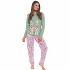 OLIVIA ROCCO Women's Giraffe Print Cotton Jersey Long Sleeve Pyjama Set Soft Sleepwear Loungewear For Summer Holidays Cozy