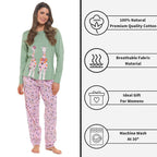 OLIVIA ROCCO Women's Giraffe Print Cotton Jersey Long Sleeve Pyjama Set Soft Sleepwear Loungewear For Summer Holidays Cozy