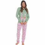 OLIVIA ROCCO Women's Giraffe Print Cotton Jersey Long Sleeve Pyjama Set Soft Sleepwear Loungewear For Summer Holidays Cozy