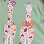 OLIVIA ROCCO Women's Giraffe Print Cotton Jersey Long Sleeve Pyjama Set Soft Sleepwear Loungewear For Summer Holidays Cozy