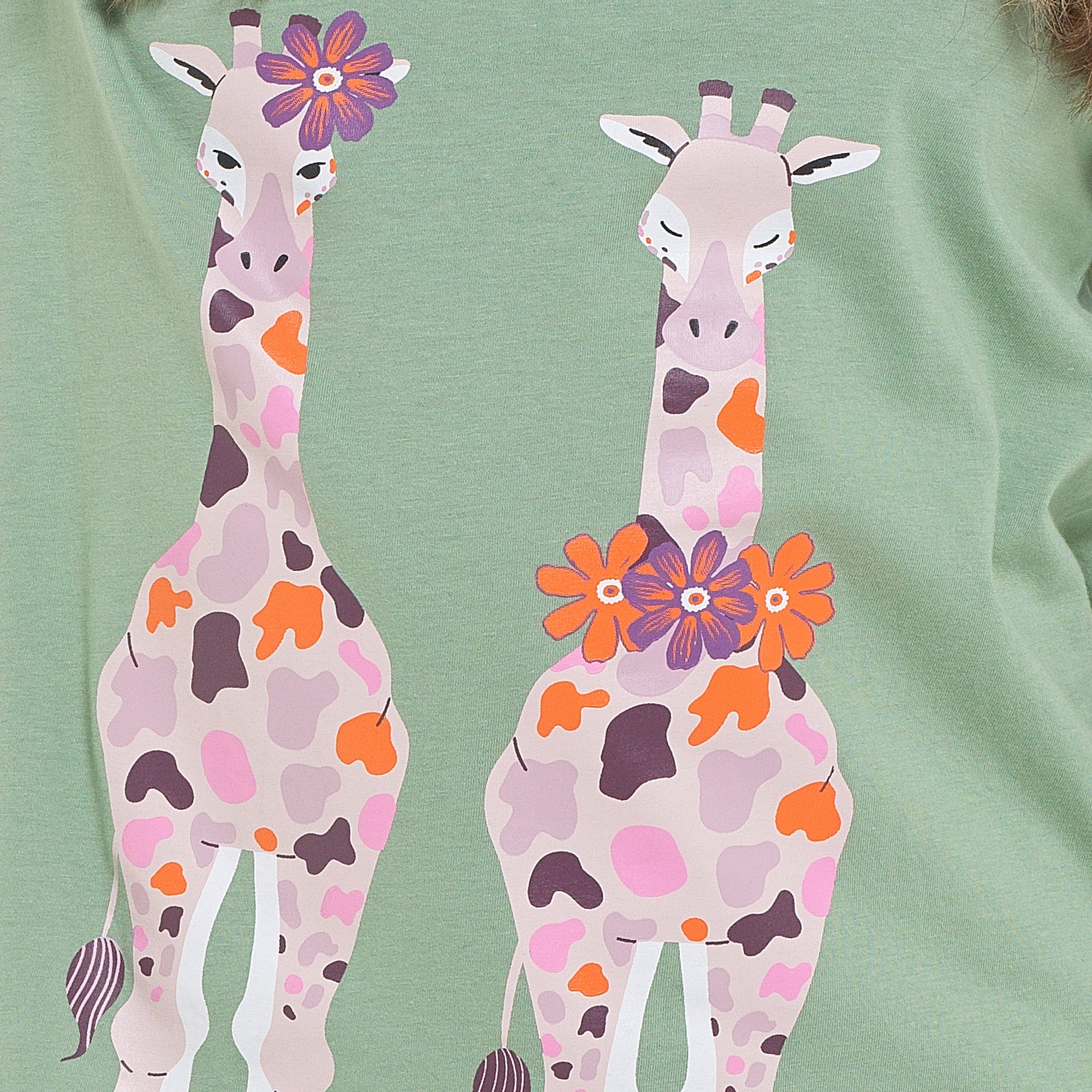 OLIVIA ROCCO Women's Giraffe Print Cotton Jersey Long Sleeve Pyjama Set Soft Sleepwear Loungewear For Summer Holidays Cozy