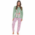 OLIVIA ROCCO Women's Giraffe Print Cotton Jersey Long Sleeve Pyjama Set Soft Sleepwear Loungewear For Summer Holidays Cozy