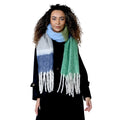 Daisy Dreamer Women's Green Blue Chunky Knit Plaid Blanket Scarf Long Winter Wrap