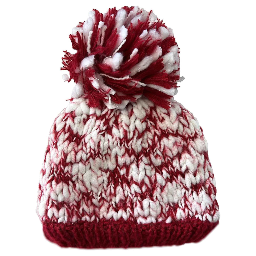 Sock Stack Women's Hand Knitted Daisy Pattern Winter Hat Headband Mittens Set In Red Breathable Cotton Rich Everyday Pack