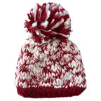 Sock Stack Women's Hand Knitted Daisy Pattern Winter Hat Headband Mittens Set In Red Breathable Cotton Rich Everyday Pack