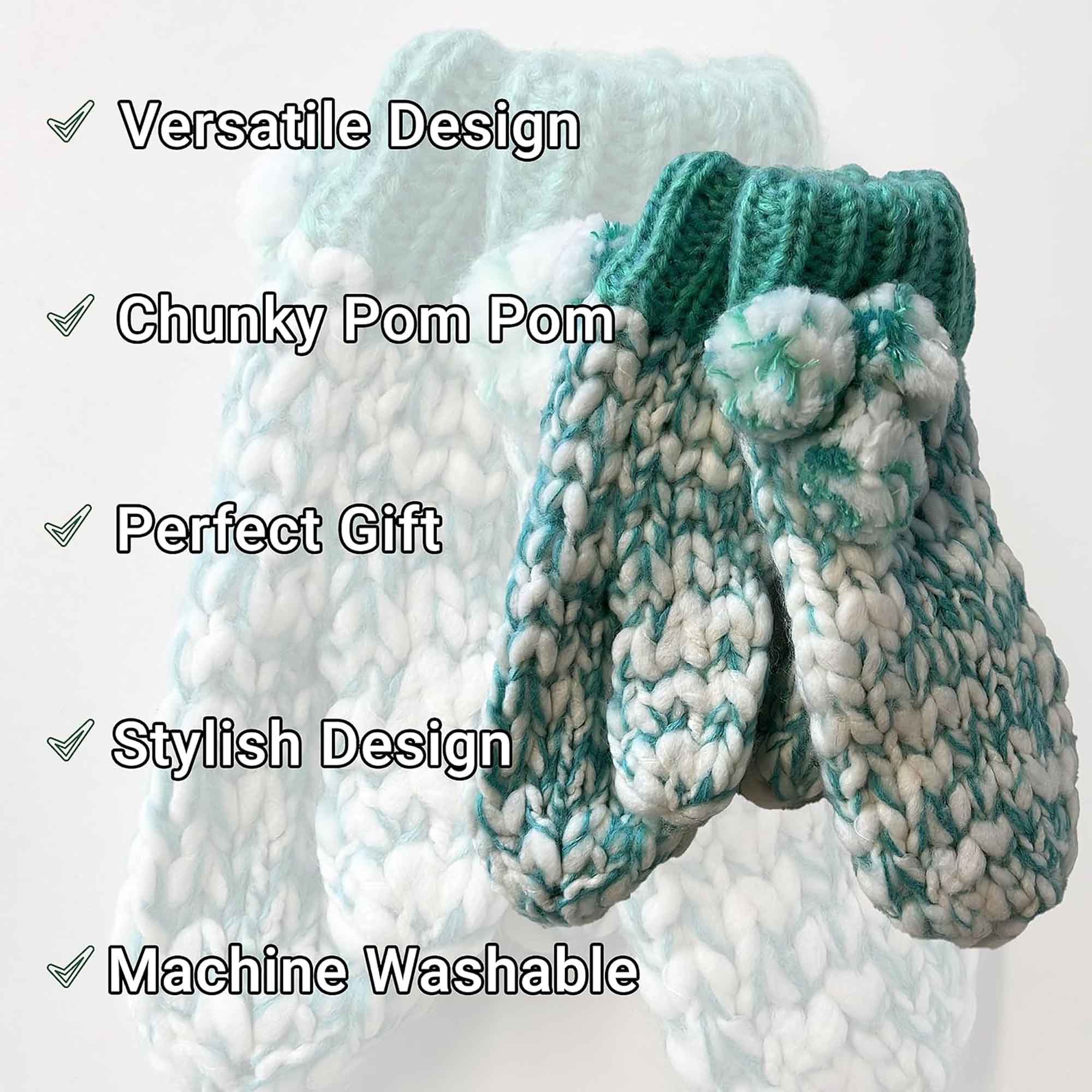 Sock Stack Women's Hand Knitted Daisy Pattern Winter Hat Headband Mittens Set In Red Breathable Cotton Rich Everyday Pack