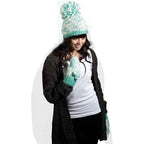 Sock Stack Women's Hand Knitted Daisy Pattern Winter Hat Headband Mittens Set In Red Breathable Cotton Rich Everyday Pack