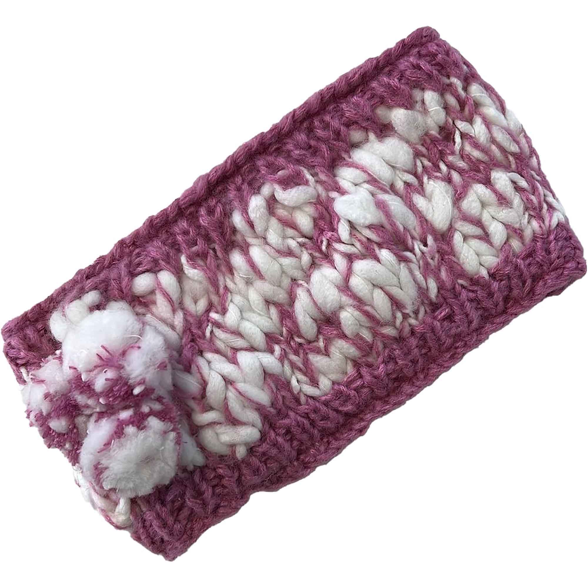 Sock Stack Women's Hand Knitted Daisy Pattern Winter Hat Headband Mittens Set In Red Breathable Cotton Rich Everyday Pack